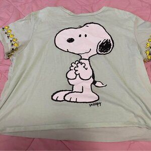 Peanuts Snoopy Green Crop Top Plus Size 1X